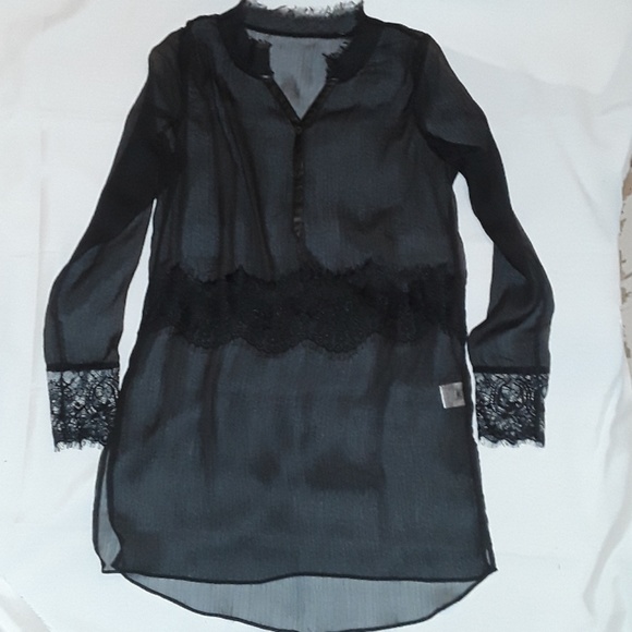 Black Shirt dress sheer/Lace - Picture 1 of 8